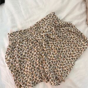 Rylee + Cru High Waist Floral Shorts - Cream and Brown